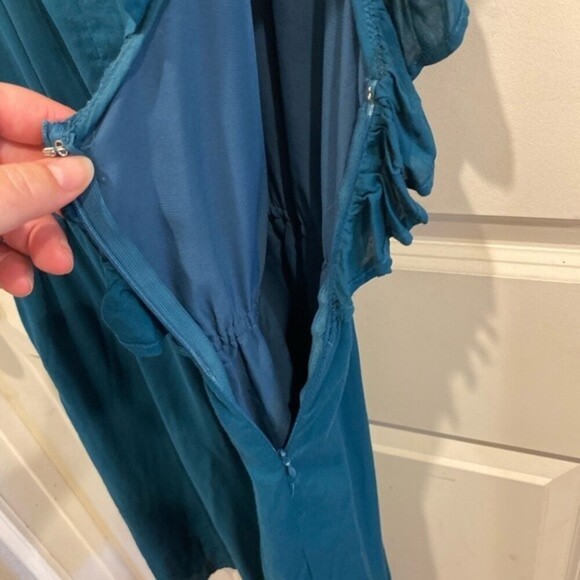 Fossil ocean‎ blue green teal ruffle dress size XL - Picture 3 of 4